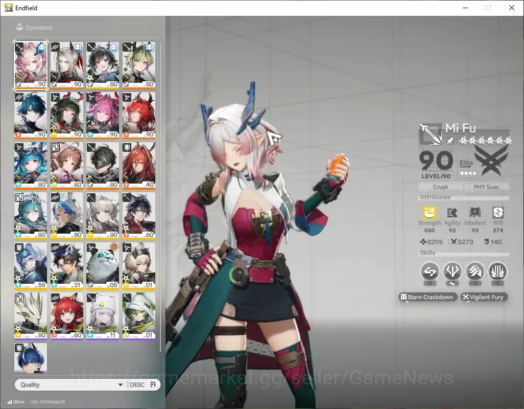 Arknights: Endfield Accounts ASIA|Lv 58|11 SSR (5 Limited) + 16 (6* Weapon)|(Fangyi P3,Mi Fu 1