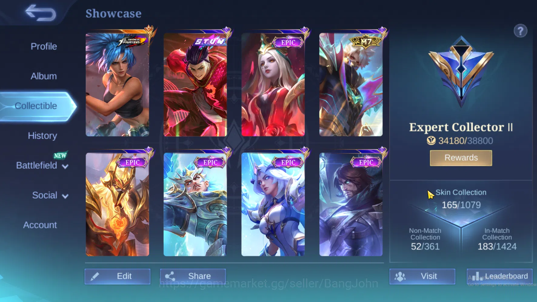 Mobile Legends: Bang Bang Accounts Hero 98 | Skin 165 | KOF Karina | Stun Chou | Epic image 2