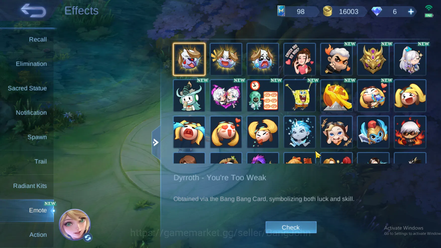 Mobile Legends: Bang Bang Accounts Hero 98 | Skin 165 | KOF Karina | Stun Chou | Epic image 3