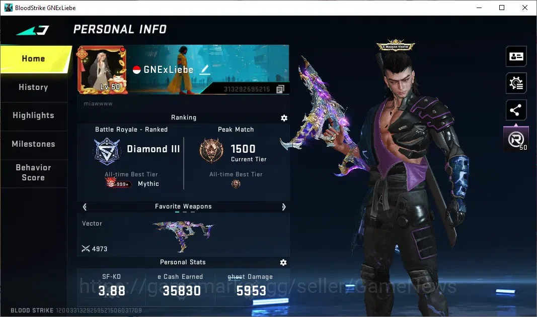 Blood Strike Accounts ASIA|ETERNAL Vector-Shadowdrake|10 ULTRA [Hank,Emm image 2