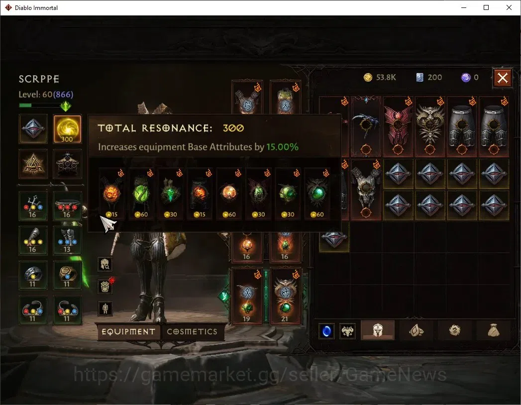 Diablo Immortal Accounts NA - High Heavens|CS ON|Lv60(866)|Necromancer|44K  image 4