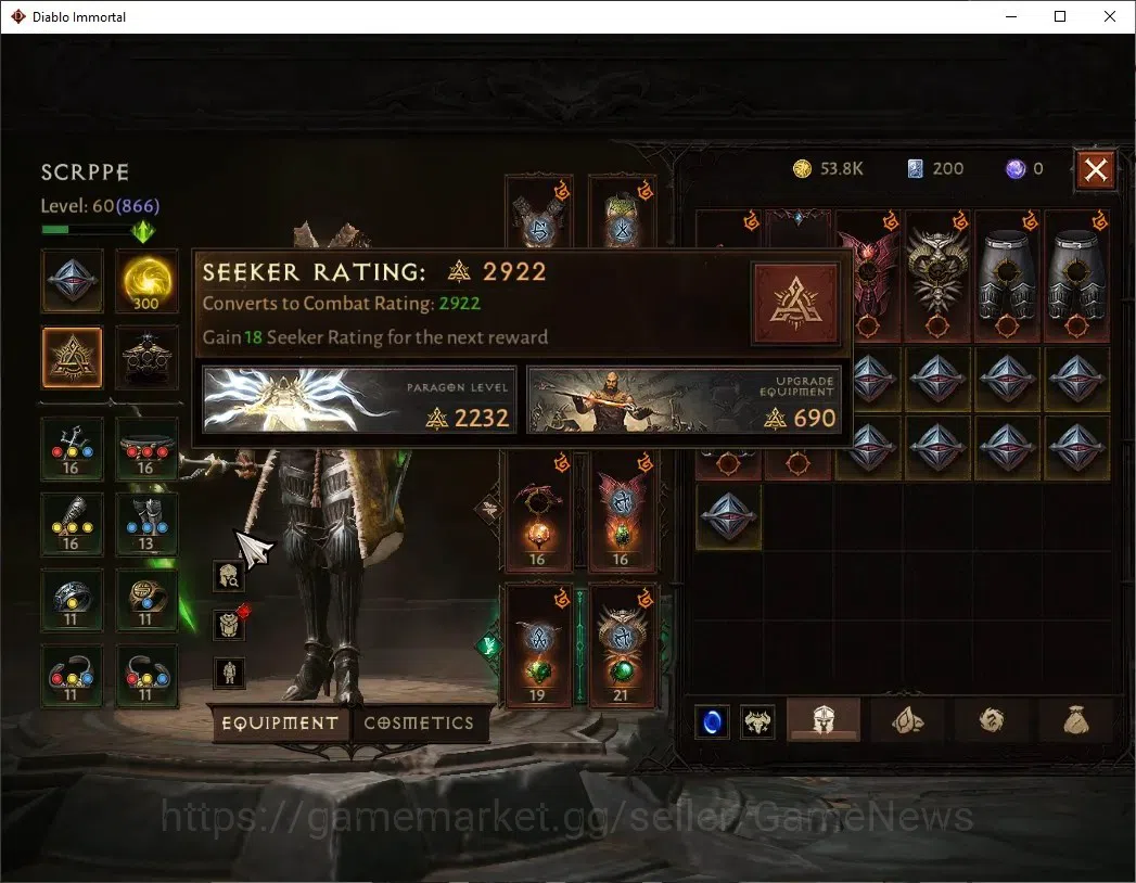 Diablo Immortal Accounts NA - High Heavens|CS ON|Lv60(866)|Necromancer|44K  image 5