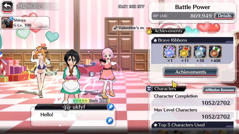 Bleach: Brave Souls Accounts [GLOBAL]51K Orb|10th Anniv(Rukia,Ichigo),Valentine image 2