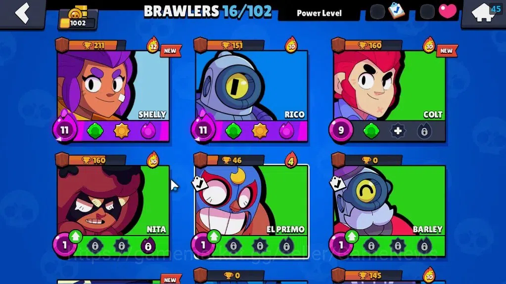 Brawl Stars Accounts 1002 Trophy|2k Blings|16 Brawlers 2 Max Lvl Rico & image 8