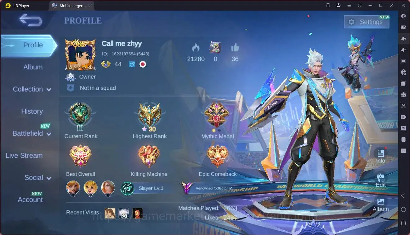 Mobile Legends: Bang Bang Accounts Collector Global |Hero 111|Skin 249|Renowned|KOF Karina|Luckybox Leomord,Selena,Change|CC 1