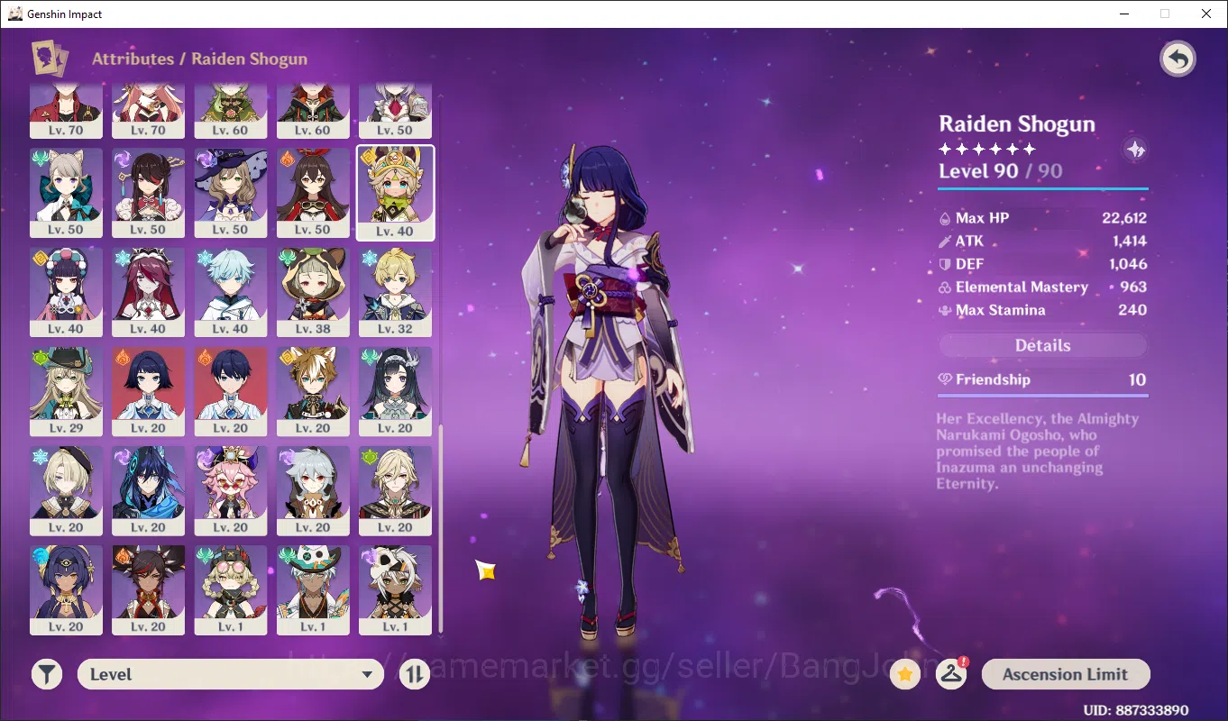 Genshin Impact Accounts ASIA | AR 59, raiden, arlechino, bennet, Zhongli,  image 4