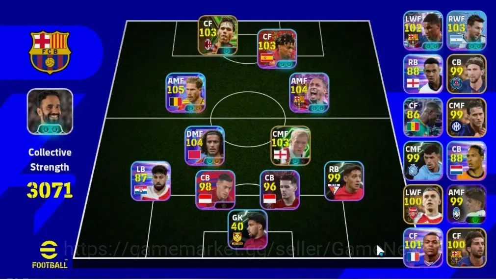eFootball Accounts Legends & Iconic Players Android|7 Show Time Kevin De Bruyne,Ayyoub Bouaddi,Raphinha,Lamine Yamal|3 Epic 1