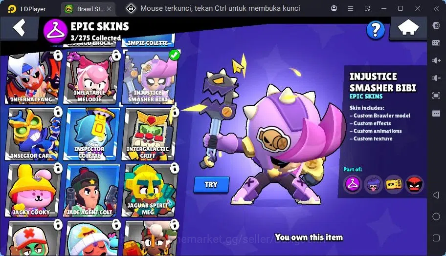 Brawl Stars Accounts Trophy 709 | 14 Brawler| 1 Max Haypercharge(Nita)| 1 Mythic(Nita),3 Epic,4 S Rare Skin|270 Bling 4