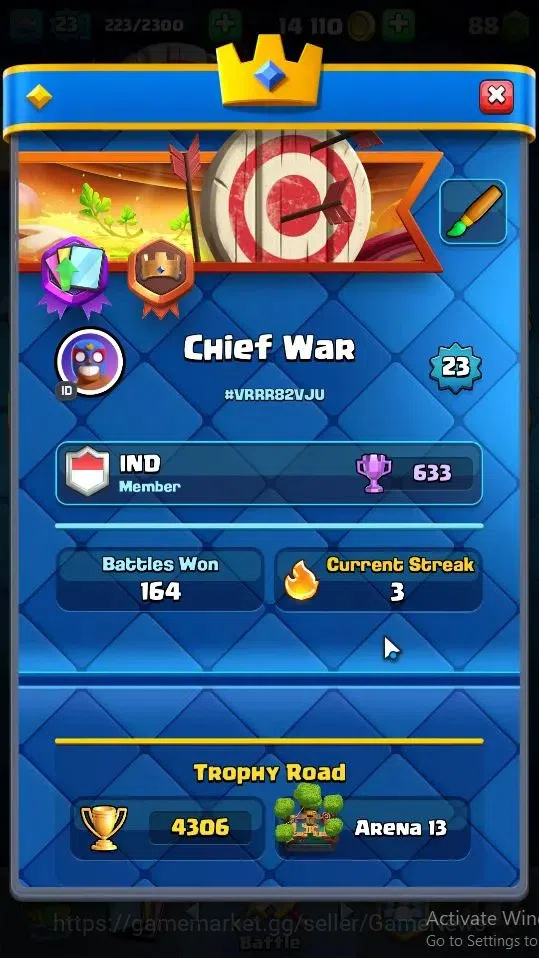 Clash Royale Accounts Lv 23|Trophy 4306|KTL 9|Total Card 75|1 Hero 1 EVO image 3