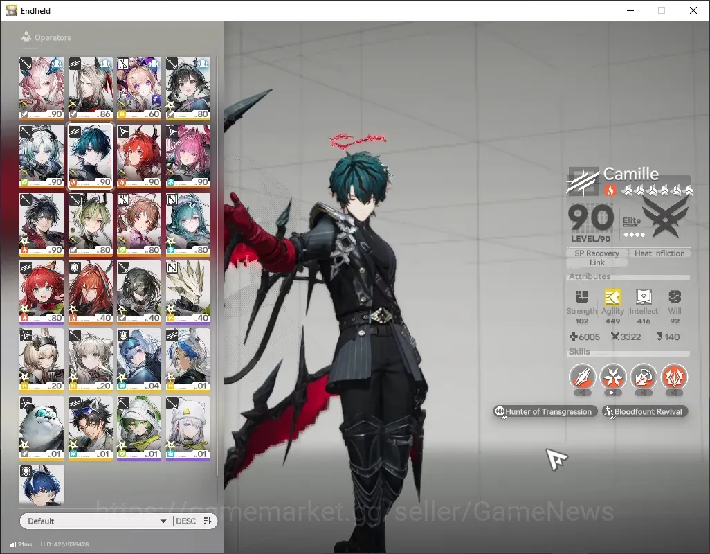 Arknights: Endfield Accounts Asia|Lv 58|10 SSR 6 Limited + 14(*6 Weapon)|(Camille,Mi Fu,Laevatain)+Sign,Etc|10K 1