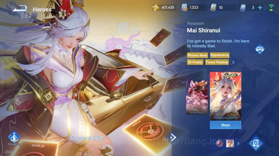 Honor of Kings Accounts Rare Skin Global|113H 239S|Cinnamoroll's [Yaria]|JJK [Nobara Kugisaki]|LNY2025 ConsortYu|LNY2024 10