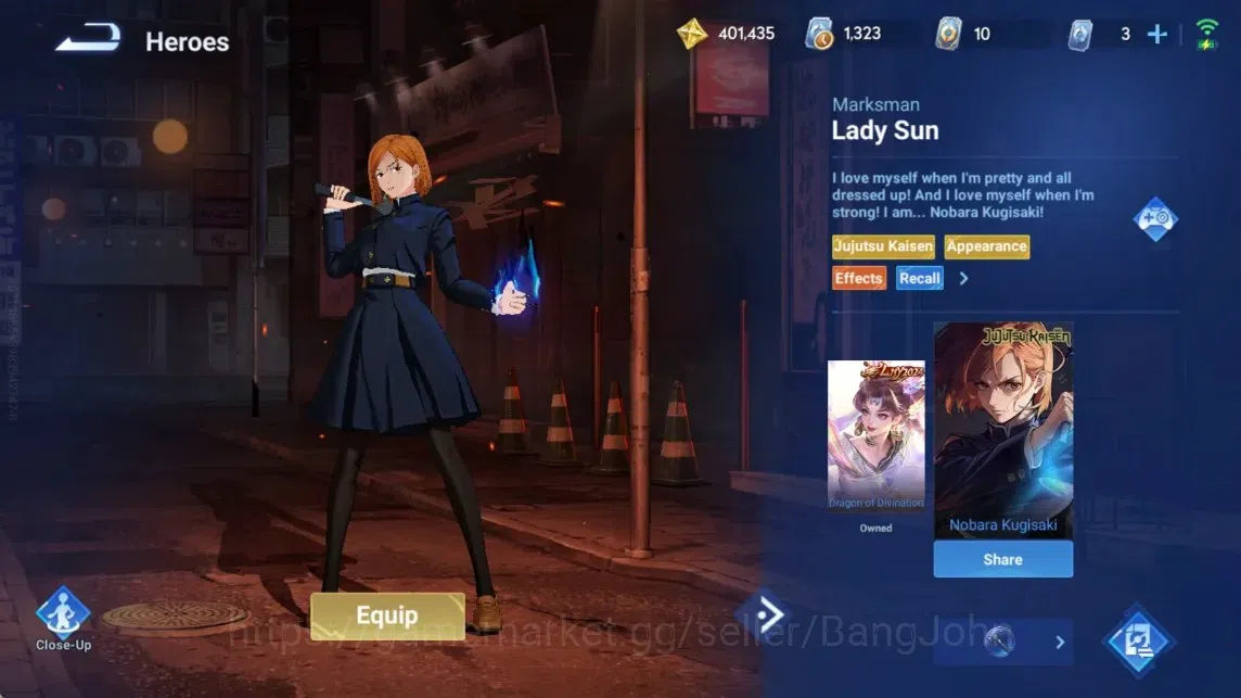 Honor of Kings Accounts Rare Skin Global|113H 239S|Cinnamoroll's [Yaria]|JJK [Nobara Kugisaki]|LNY2025 ConsortYu|LNY2024 11