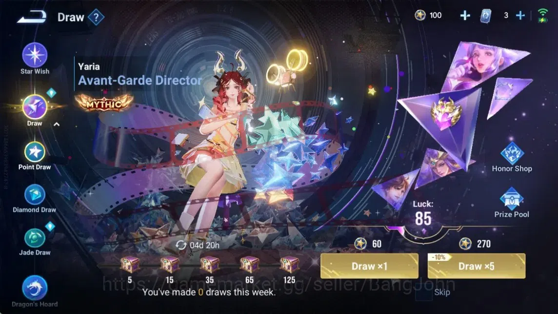 Honor of Kings Accounts Rare Skin Global|113H 239S|Cinnamoroll's [Yaria]|JJK [Nobara Kugisaki]|LNY2025 ConsortYu|LNY2024 14