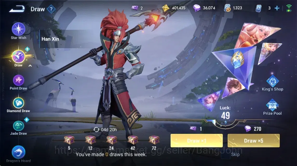 Honor of Kings Accounts Rare Skin Global|113H 239S|Cinnamoroll's [Yaria]|JJK [Nobara Kugisaki]|LNY2025 ConsortYu|LNY2024 15