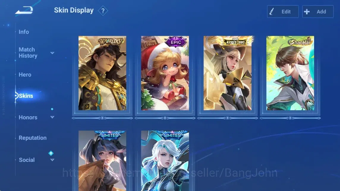 Honor of Kings Accounts Rare Skin Global|113H 239S|Cinnamoroll's [Yaria]|JJK [Nobara Kugisaki]|LNY2025 ConsortYu|LNY2024 8
