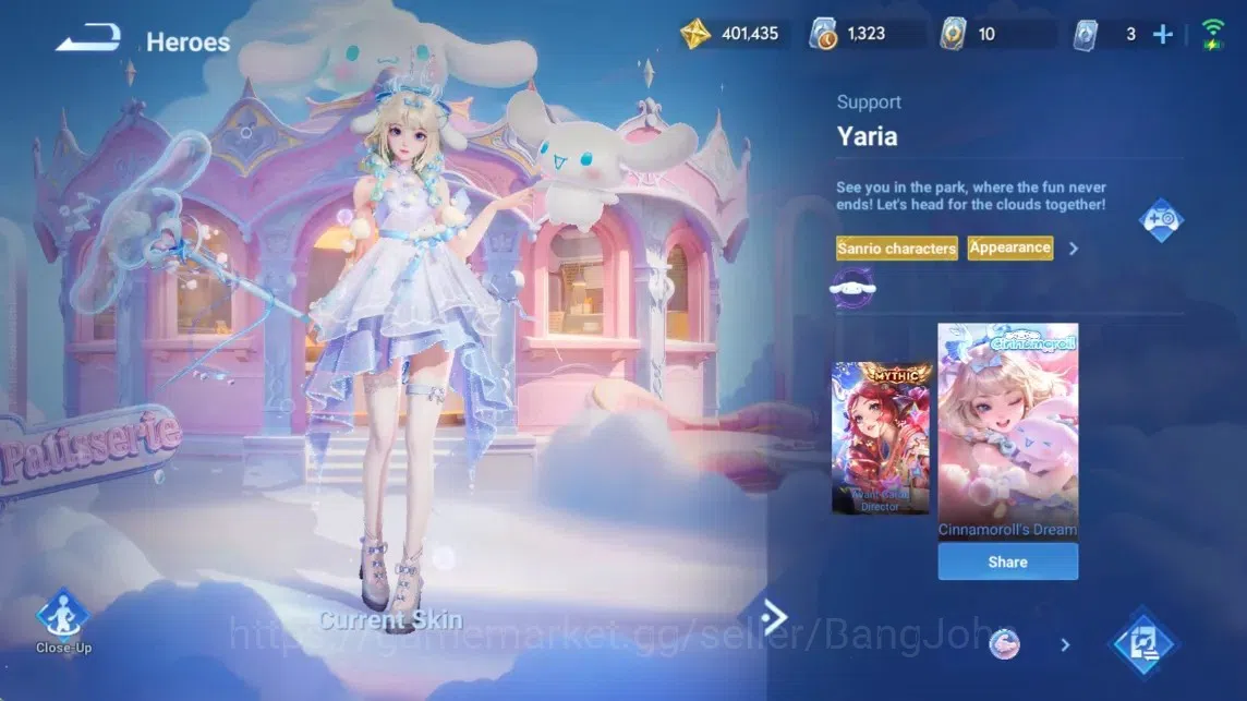 Honor of Kings Accounts Rare Skin Global|113H 239S|Cinnamoroll's [Yaria]|JJK [Nobara Kugisaki]|LNY2025 ConsortYu|LNY2024 9