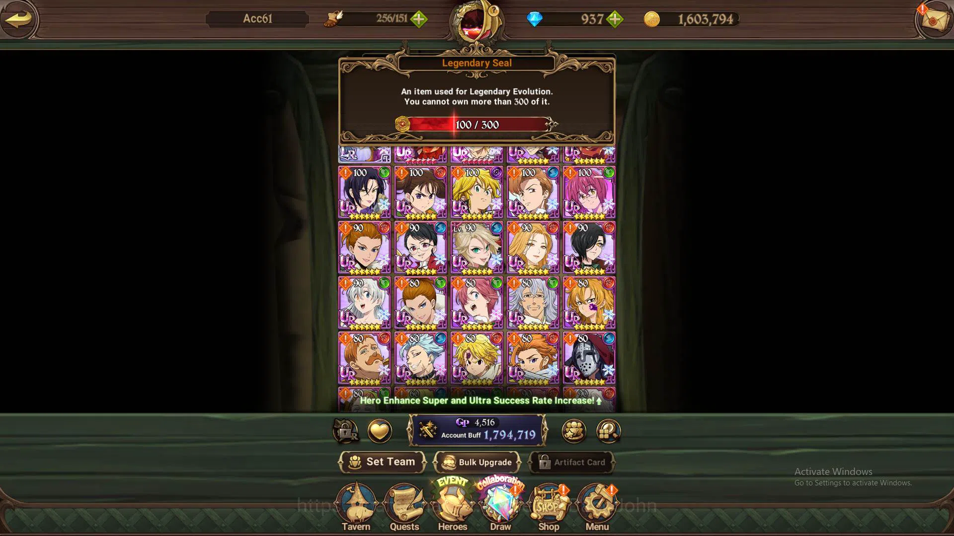The Seven Deadly Sins: Grand Cross Accounts GLOBAL|1.7M CC|DM 937+LS 100|LR Helbram|UR Meresca image 11