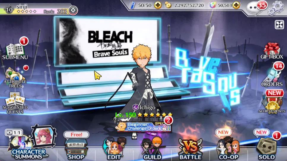 Bleach: Brave Souls Accounts Mid-Tier [GBL]50K Orbs|TYBW26(Bazz-B,Jugram),Rukia 10th Anniv,Halibel Cacao