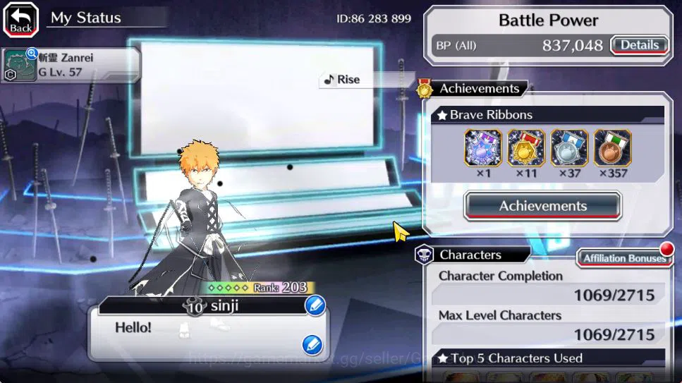 Bleach: Brave Souls Accounts Mid-Tier [GBL]50K Orbs|TYBW26(Bazz-B,Jugram),Rukia 10th Anniv,Halibel Cacao 2