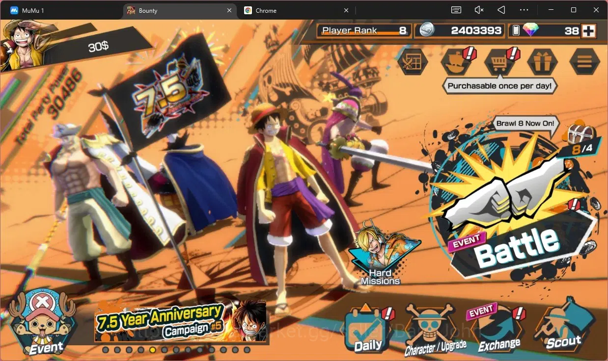 One Piece Bounty Rush Accounts High-End Android |EX 3|PR 8|KOP Gol D.Roger, GP Edward Newgate, KOP Monkey D Luffy Max|RD 1