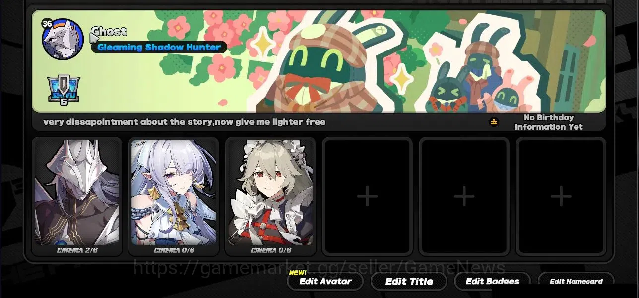 Zenless Zone Zero Accounts Starter Asia|IK 36|1 Limited [Velina] +2 STD Character (Rina,Soldier 11)| 1 S Bangboo|MC 10