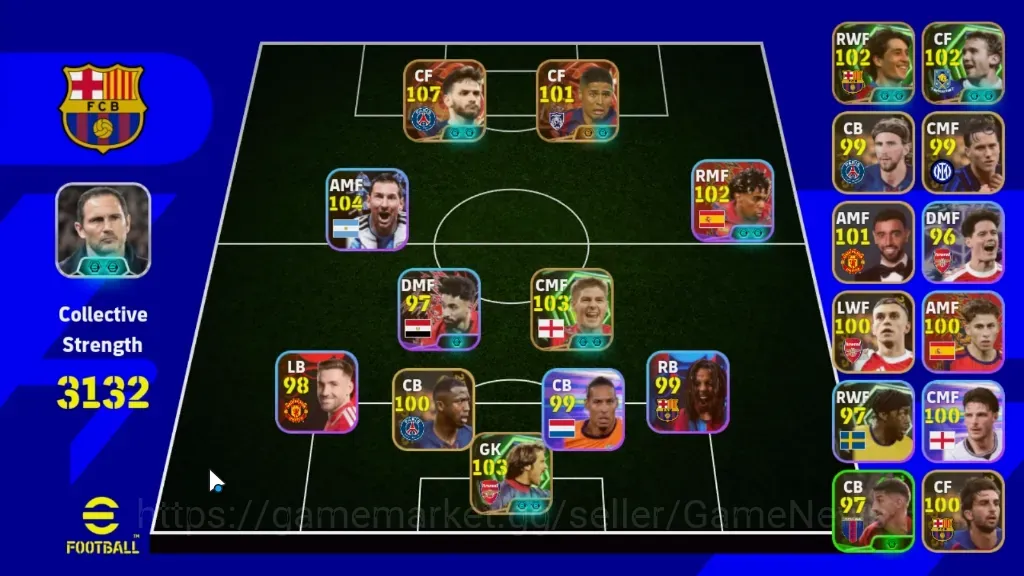eFootball Accounts Legends & Iconic Players Android|Power 3132|Big Time K.Kvaratskhelia,Bergson|Epic Gerrard,Bojan 1