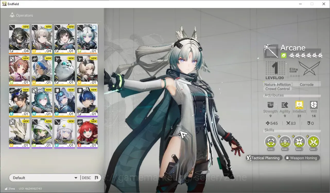 Arknights: Endfield Accounts ASIA|Lv 2|Fresh Starter 1 Limited (Arcane)+Ardelia|Newbie Banner ON|1.3k Arsenal|Check 1
