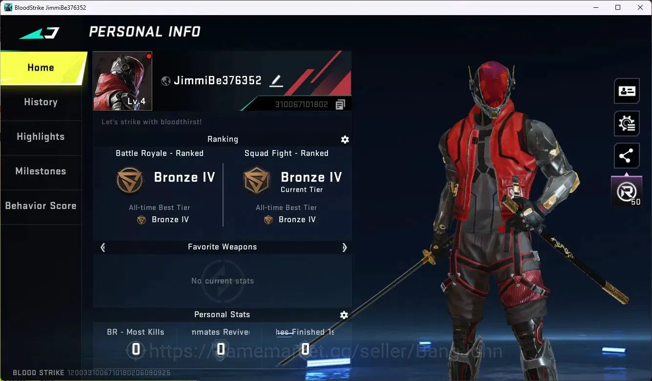 Blood Strike Accounts ASIA|Collab MCX - EVA-00|4 Legendary Gun|Legendary image 1