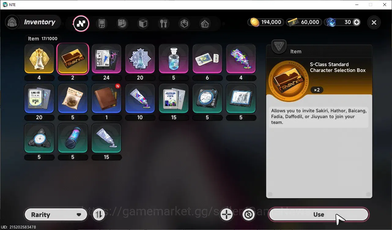 Neverness to Everness Accounts Global SEA|HL 3|1 Limited [ Shinku ]|2 SSR Selector Box|Overcast & Underboss Glider|Selector 8