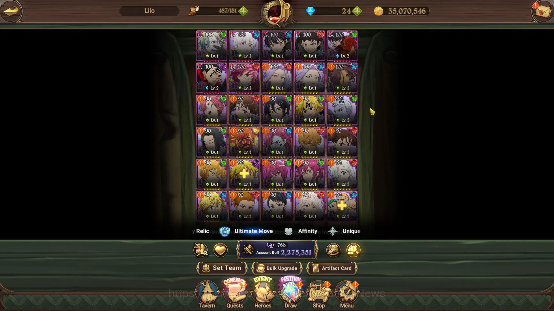 The Seven Deadly Sins: Grand Cross Accounts Midgame Asia|2,2M CC|61 Lseal|7 UR+Full Collab Fire 6