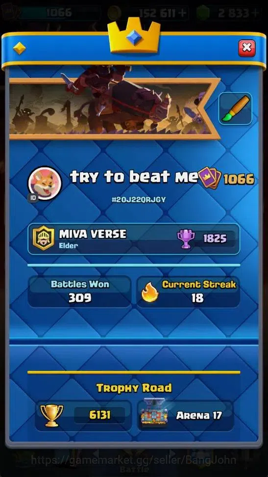 Clash Royale Accounts High-End Global |Trophy 6131|KTL 12| EVO 8 | Hero 2| Legendary Card 14| 2 Champ | Arena 17 | 2833 Gems 2