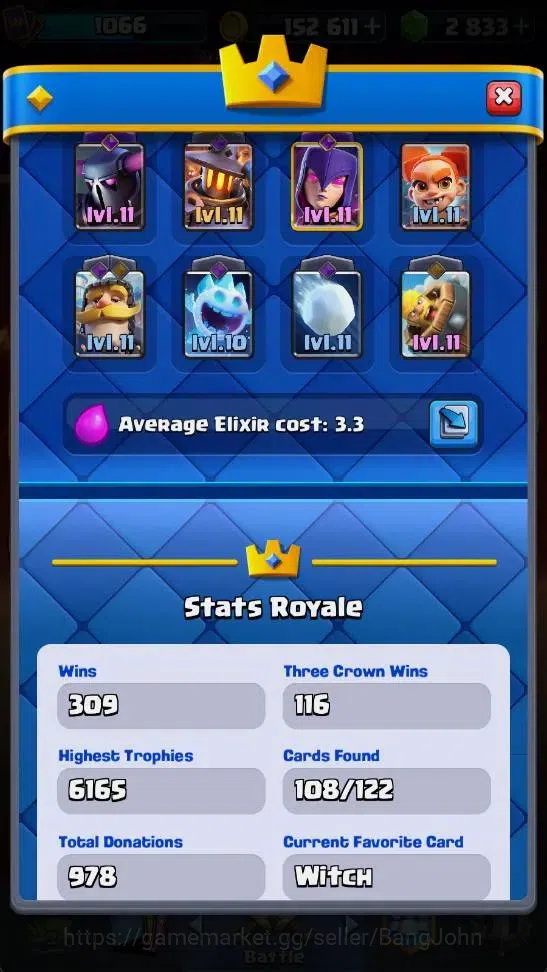 Clash Royale Accounts High-End Global |Trophy 6131|KTL 12| EVO 8 | Hero 2| Legendary Card 14| 2 Champ | Arena 17 | 2833 Gems 3