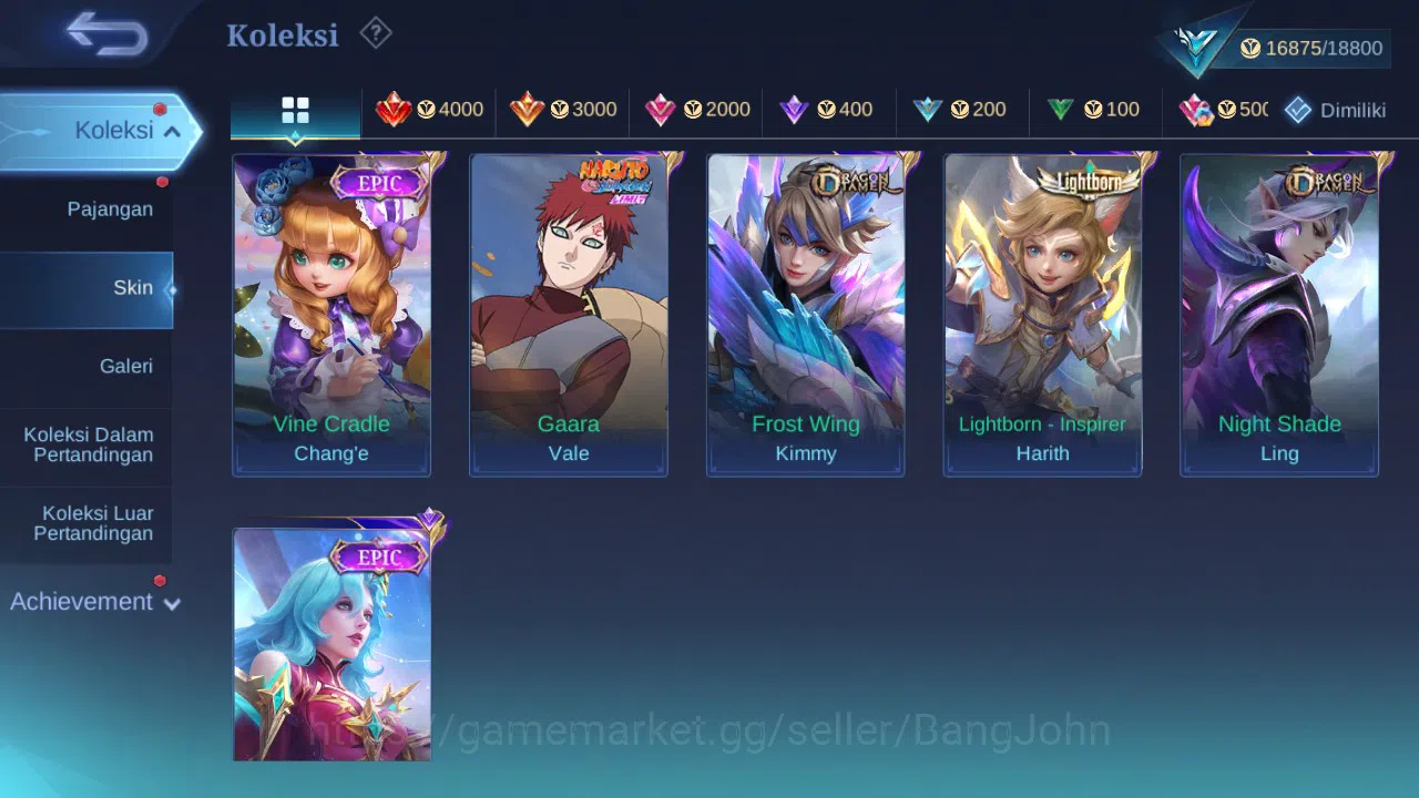 Mobile Legends: Bang Bang Accounts GLOBAL Hero 54 Skin 67 | CC Nata | Lightborn Aluca image 4