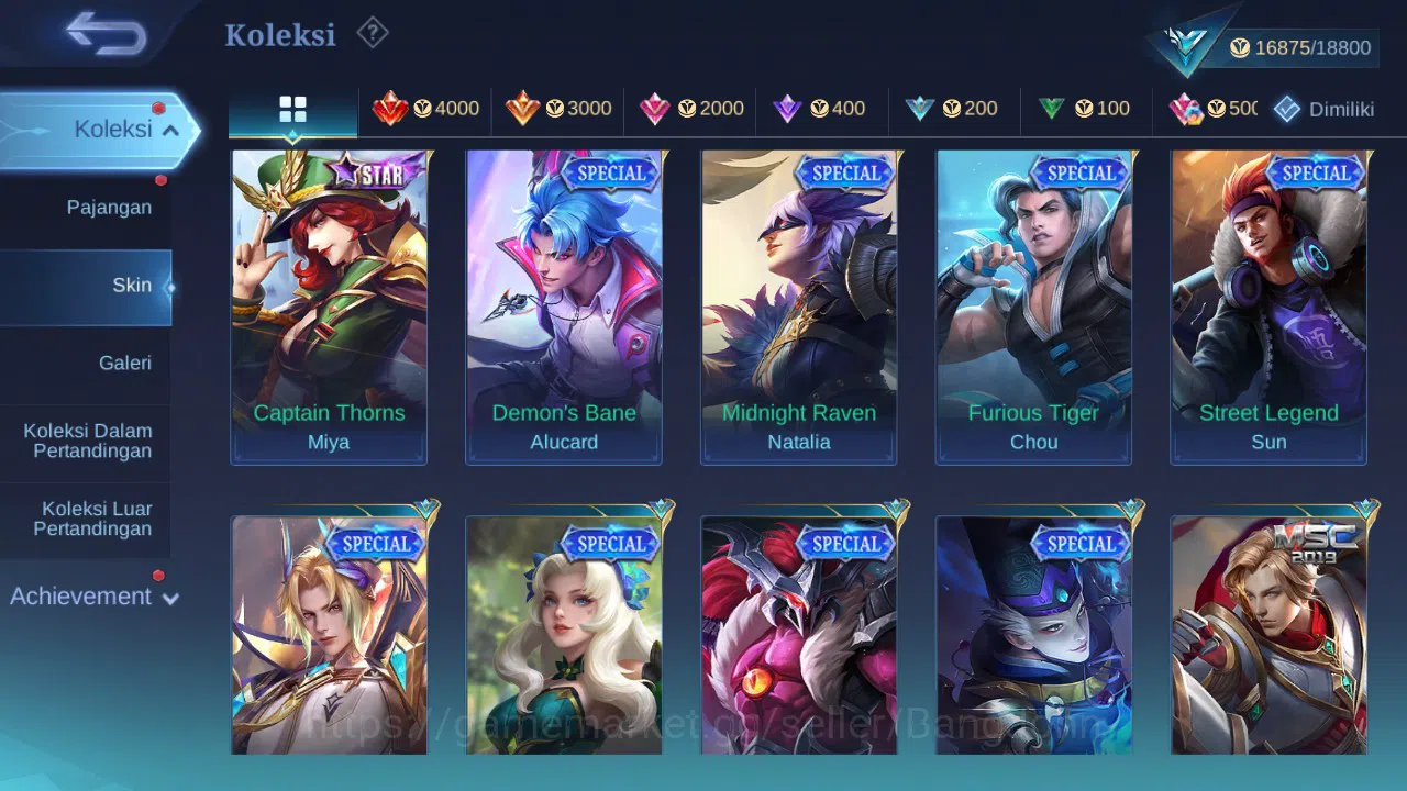 Mobile Legends: Bang Bang Accounts GLOBAL Hero 54 Skin 67 | CC Nata | Lightborn Aluca image 5