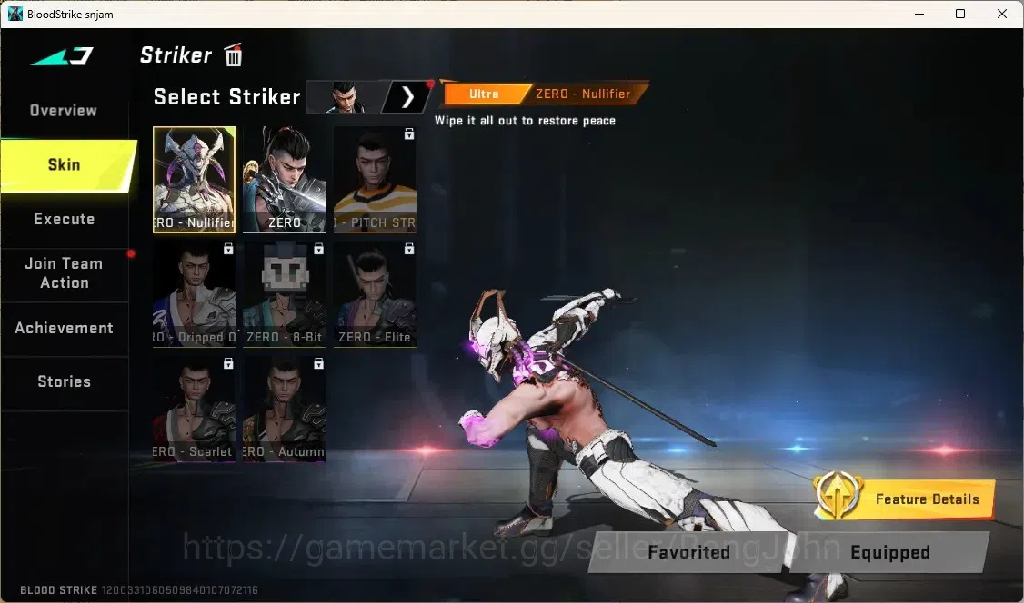 Blood Strike Accounts Others ASIA | Ultra ZERO Nullifier Striker | 1 Legendary Gun |Legendary Skydive Trail Air|Check SS 4