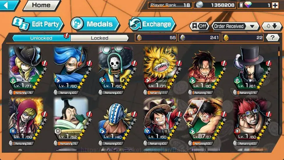 One Piece Bounty Rush Accounts Global |EX 4|PR 18|Kuzan Lv.100,Gol D. Roger Lv.73 image 5