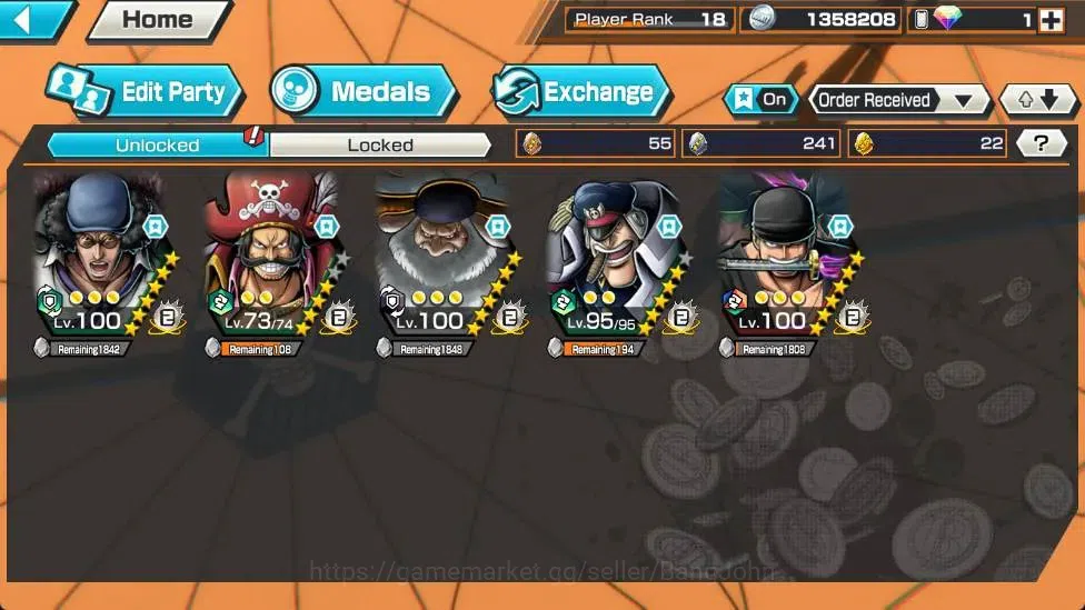 One Piece Bounty Rush Accounts Global |EX 4|PR 18|Kuzan Lv.100,Gol D. Roger Lv.73 image 7
