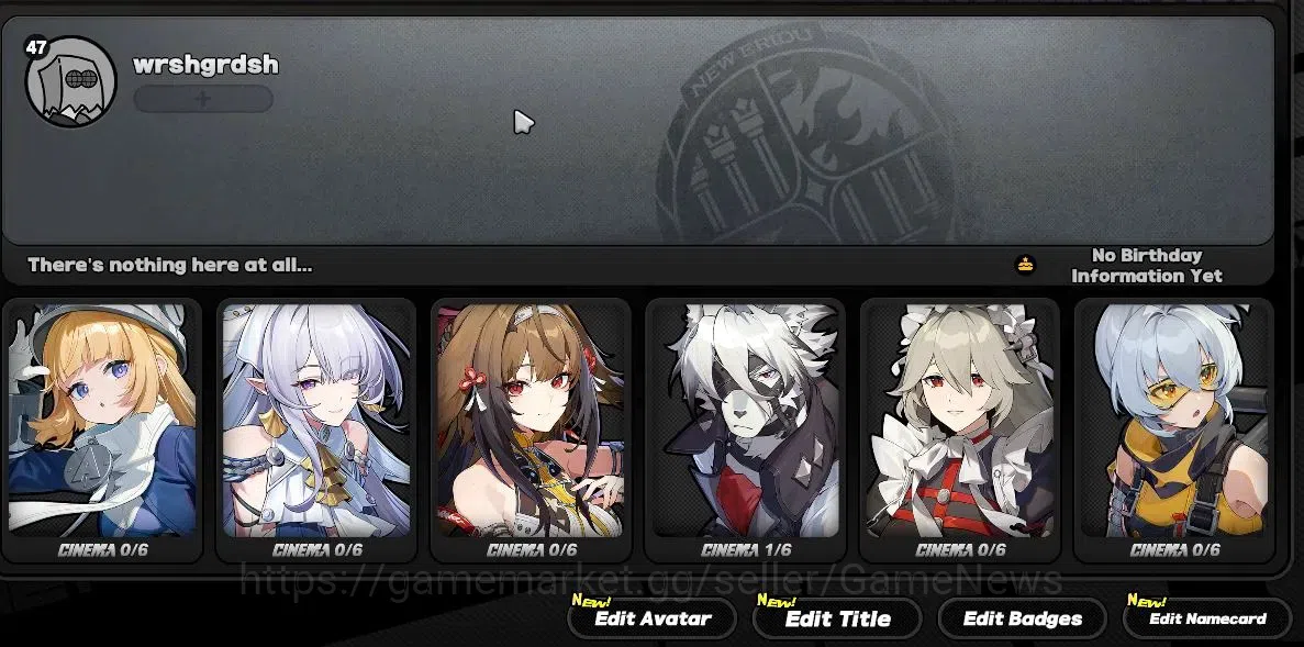 Zenless Zone Zero Accounts Others NA|IK 47|S1 CH5|3 Limited (Norma,Velina,YeshunGuang)+3 STD[Lycaon,Rina,Soldier11]|5 S 4