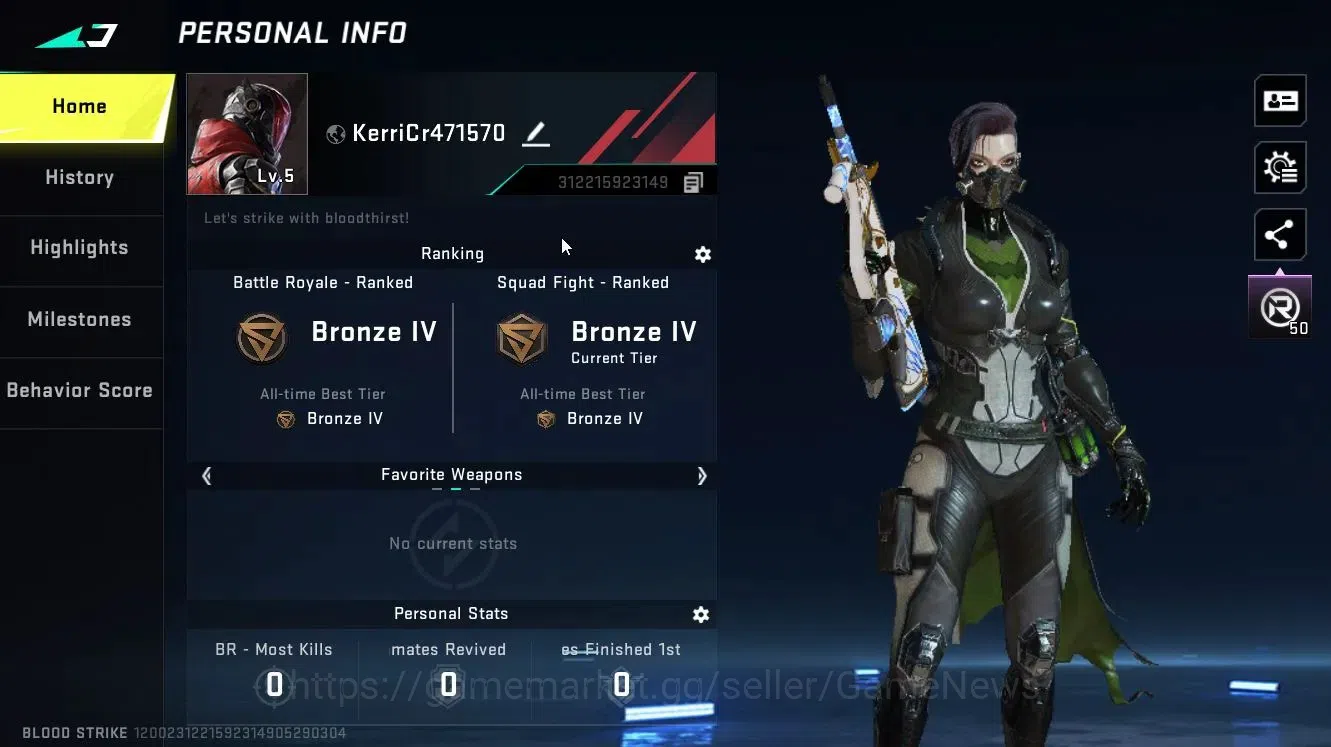 Blood Strike Accounts Collab Skin ASIA|Collab EVA[MCX-EVA 00|Legendary 2