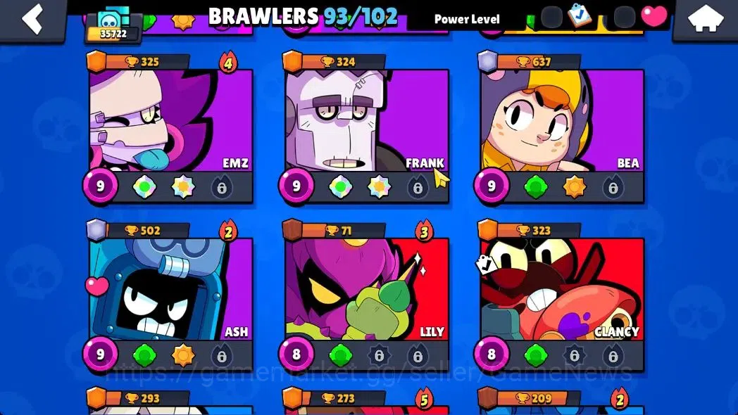 Brawl Stars Accounts 35,7K Trophy|93 Brawlers 36 Max Lvl|2 UL|20 Prestige|317 Skin|5 Hypch 4 Legend 6 Myth 65 Epic|16 11
