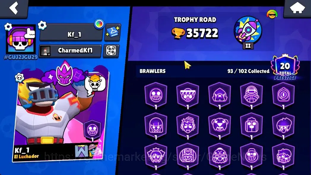 Brawl Stars Accounts 35,7K Trophy|93 Brawlers 36 Max Lvl|2 UL|20 Prestige|317 Skin|5 Hypch 4 Legend 6 Myth 65 Epic|16 4