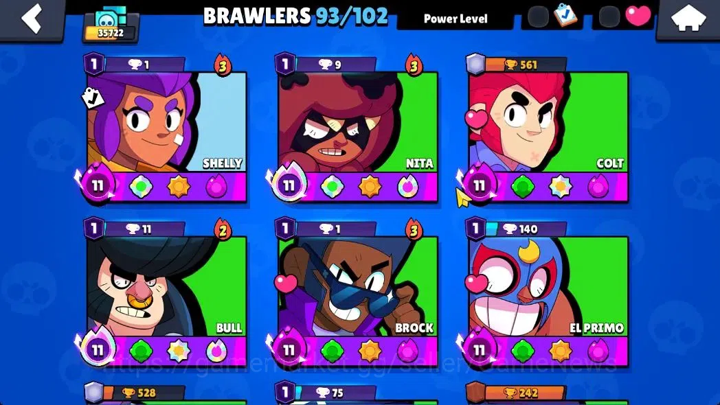 Brawl Stars Accounts 35,7K Trophy|93 Brawlers 36 Max Lvl|2 UL|20 Prestige|317 Skin|5 Hypch 4 Legend 6 Myth 65 Epic|16 5