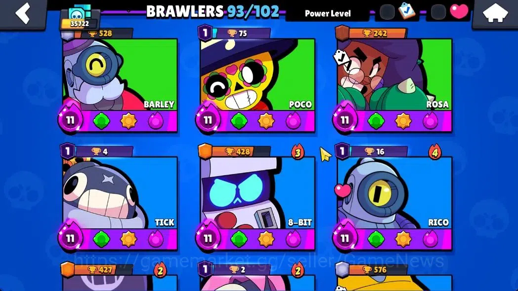 Brawl Stars Accounts 35,7K Trophy|93 Brawlers 36 Max Lvl|2 UL|20 Prestige|317 Skin|5 Hypch 4 Legend 6 Myth 65 Epic|16 6