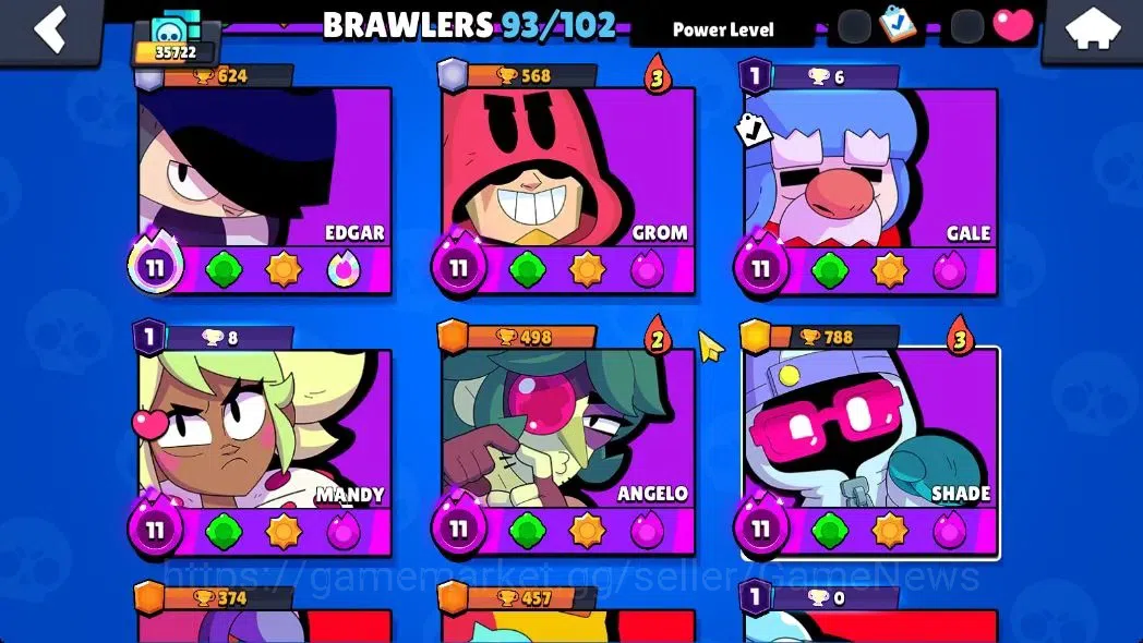 Brawl Stars Accounts 35,7K Trophy|93 Brawlers 36 Max Lvl|2 UL|20 Prestige|317 Skin|5 Hypch 4 Legend 6 Myth 65 Epic|16 8