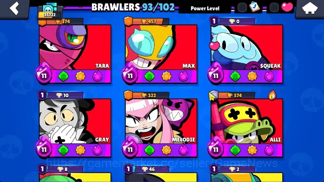 Brawl Stars Accounts 35,7K Trophy|93 Brawlers 36 Max Lvl|2 UL|20 Prestige|317 Skin|5 Hypch 4 Legend 6 Myth 65 Epic|16 9