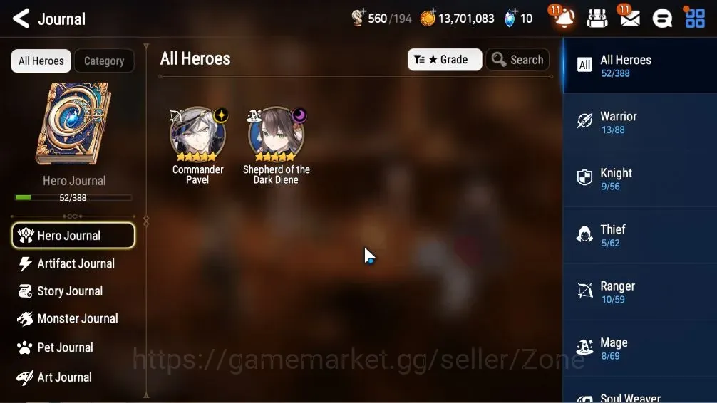 Epic Seven Accounts Starter Global|Unverif|Starter 2 ML(Shepherd Dark Diene,C.Pavel)|PoH+Bless ON|Theater 1