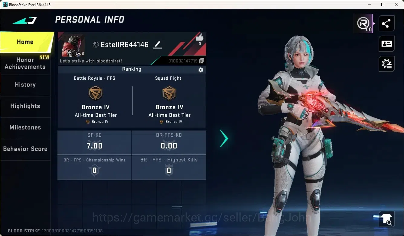 Blood Strike Accounts Others ASIA|Eternal Gun: Spear - Relic|Epic Name-Changing Card|Check SS BS2821B 1