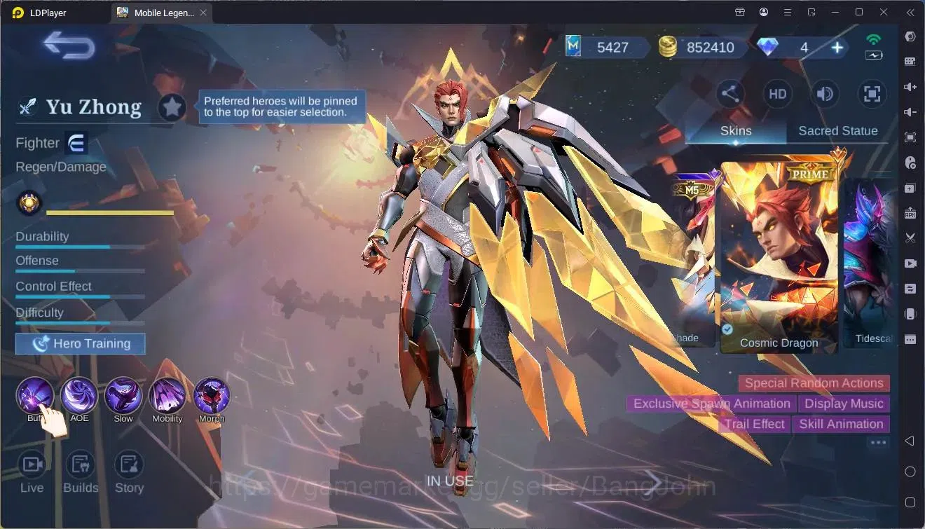 Mobile Legends: Bang Bang Accounts Global|Hero 132|Skin 335|Exalted|Allstar Moskov|KO image 6