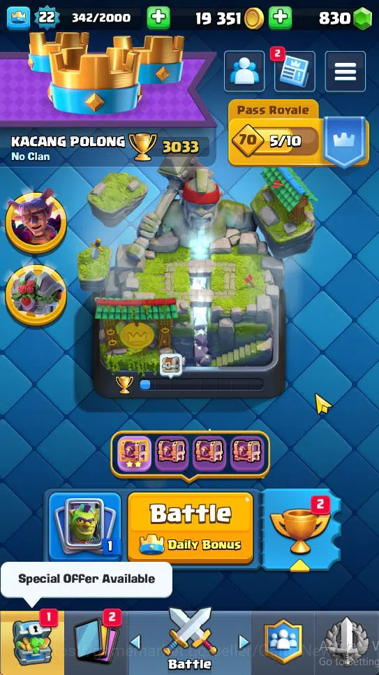 Lv 22|Trophy 3033|KTL 9|Limited Skin|Card 54| 2 EVO 12 Epic 21 Rare 21 Common | 1 Wild Shard |Take Email(CR1436) Clash Royale Starter Lv 22|Trophy 3033|KTL 9|Limited Skin|Card 54| 2 EV image 1