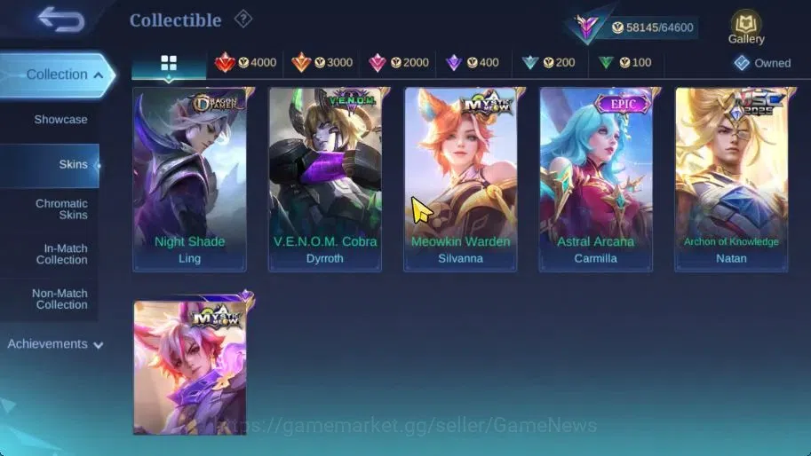 Mobile Legends: Bang Bang Accounts Hero 132|Skin 256|High Glory 57|KOF Karina, LBox K image 11